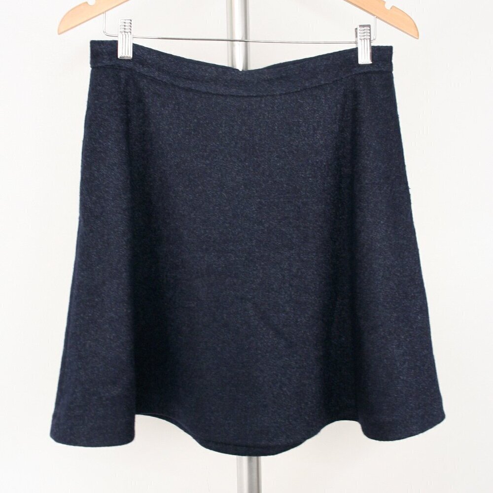 Banana Republic Factory Wool Blend Navy Blue Pockets A-Line Mini Skirt Sz 6